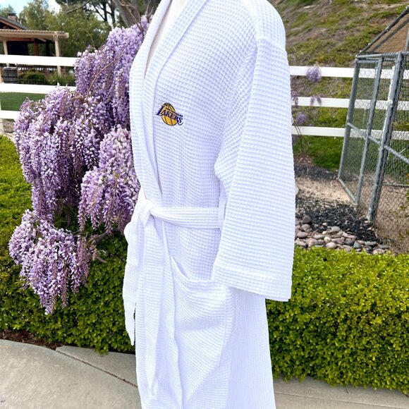 Lakers - Robe - White Waffle Weave - Like New - OS - Unisex - Picture 6 of 11